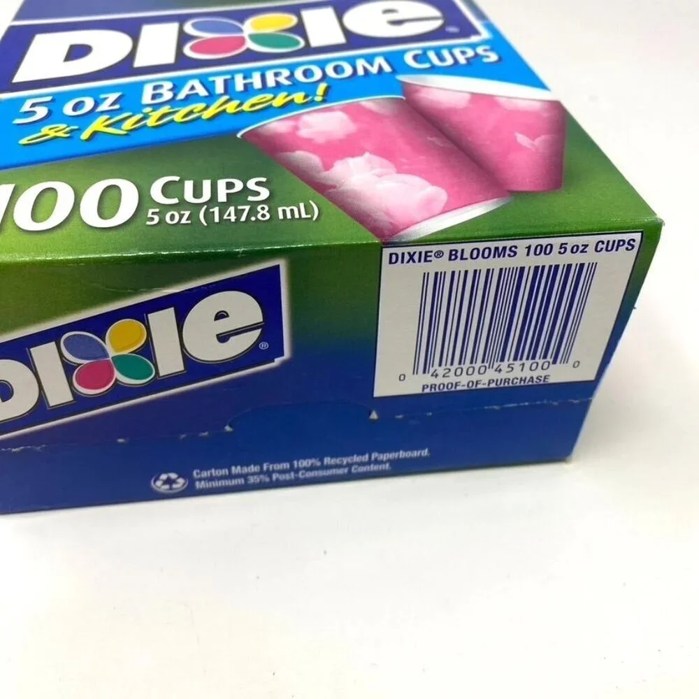 Dixie 5 Oz Bathroom Cups Beautiful Blooms Pink Open Package 35 Cups